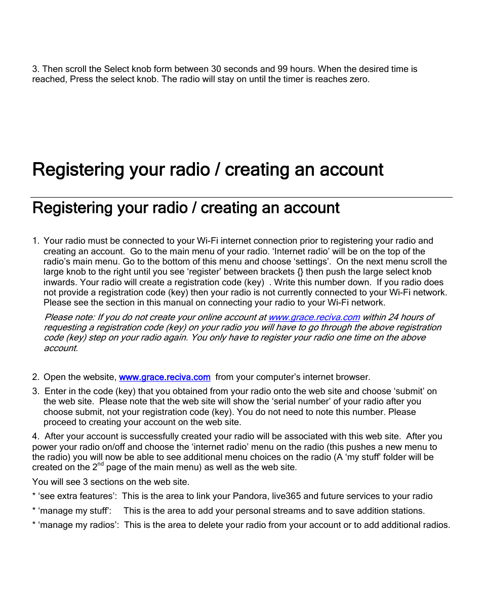 Registering your radio / creating an account | Grace Digital SOLO GDI-IRA500 User Manual | Page 26 / 51