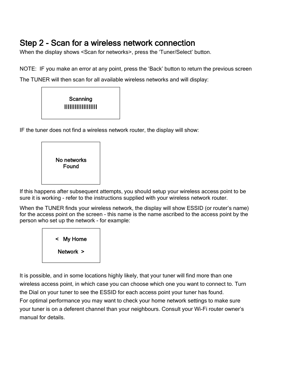 Step 2 - scan for a wireless network connection | Grace Digital TUNER GDI-IRDT200 User Manual | Page 12 / 51