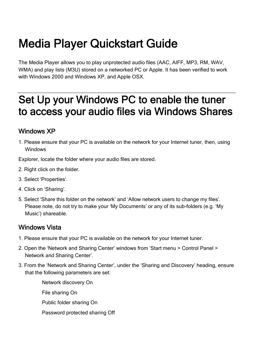 Media player quickstart guide | Grace Digital TUNER GDI-IRDT200 User Manual | Page 29 / 51