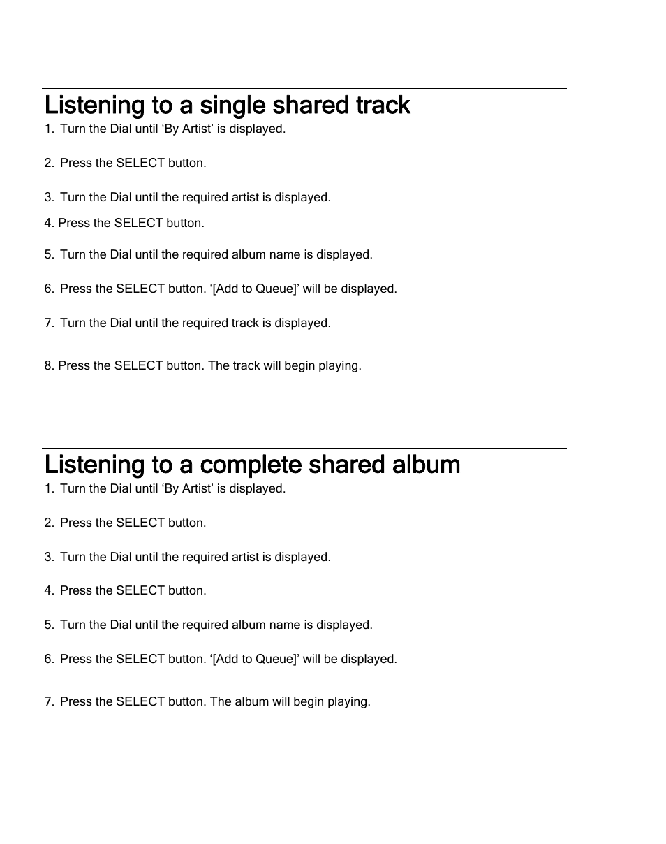 Listening to a single shared track, Listening to a complete shared album | Grace Digital TUNER GDI-IRDT200 User Manual | Page 32 / 51