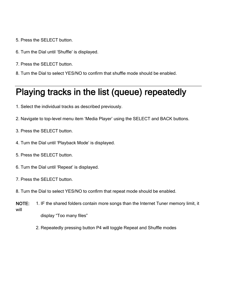 Playing tracks in the list (queue) repeatedly | Grace Digital TUNER GDI-IRDT200 User Manual | Page 35 / 51