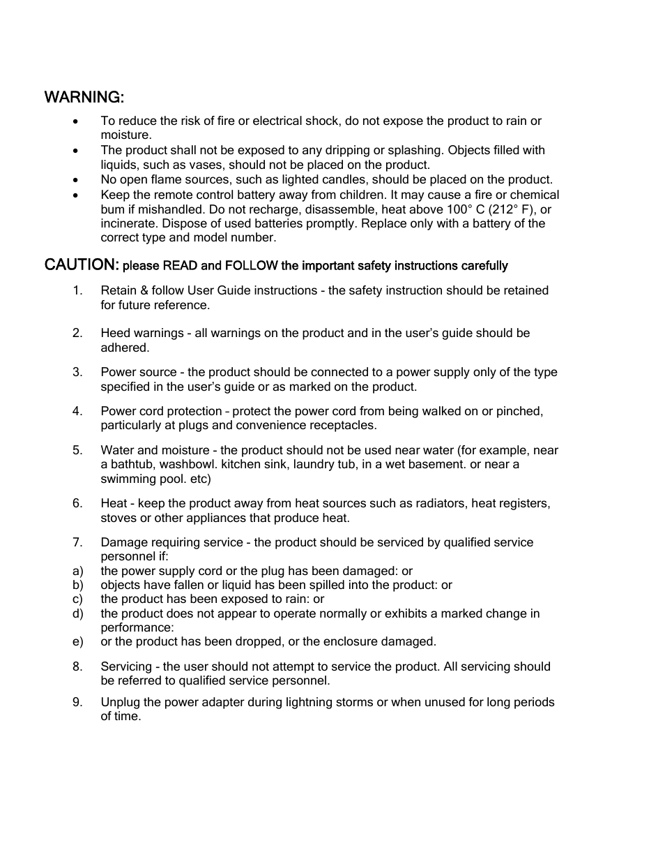 Warning, Caution | Grace Digital TUNER GDI-IRDT200 User Manual | Page 5 / 51