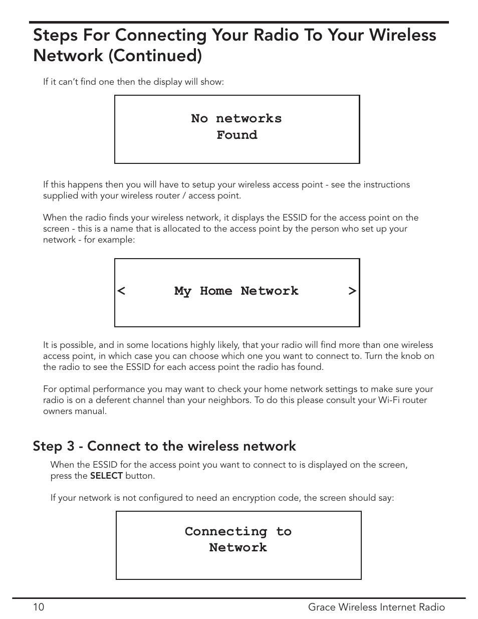 No networks found, My home network | Grace Digital GDI-IR2000 User Manual | Page 10 / 44