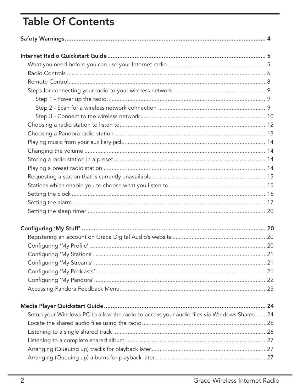 Grace Digital GDI-IR2000 User Manual | Page 2 / 44