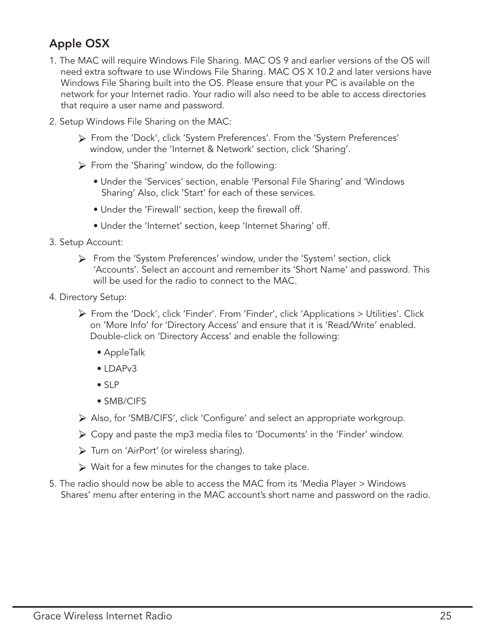 Apple osx | Grace Digital GDI-IR2000 User Manual | Page 25 / 44