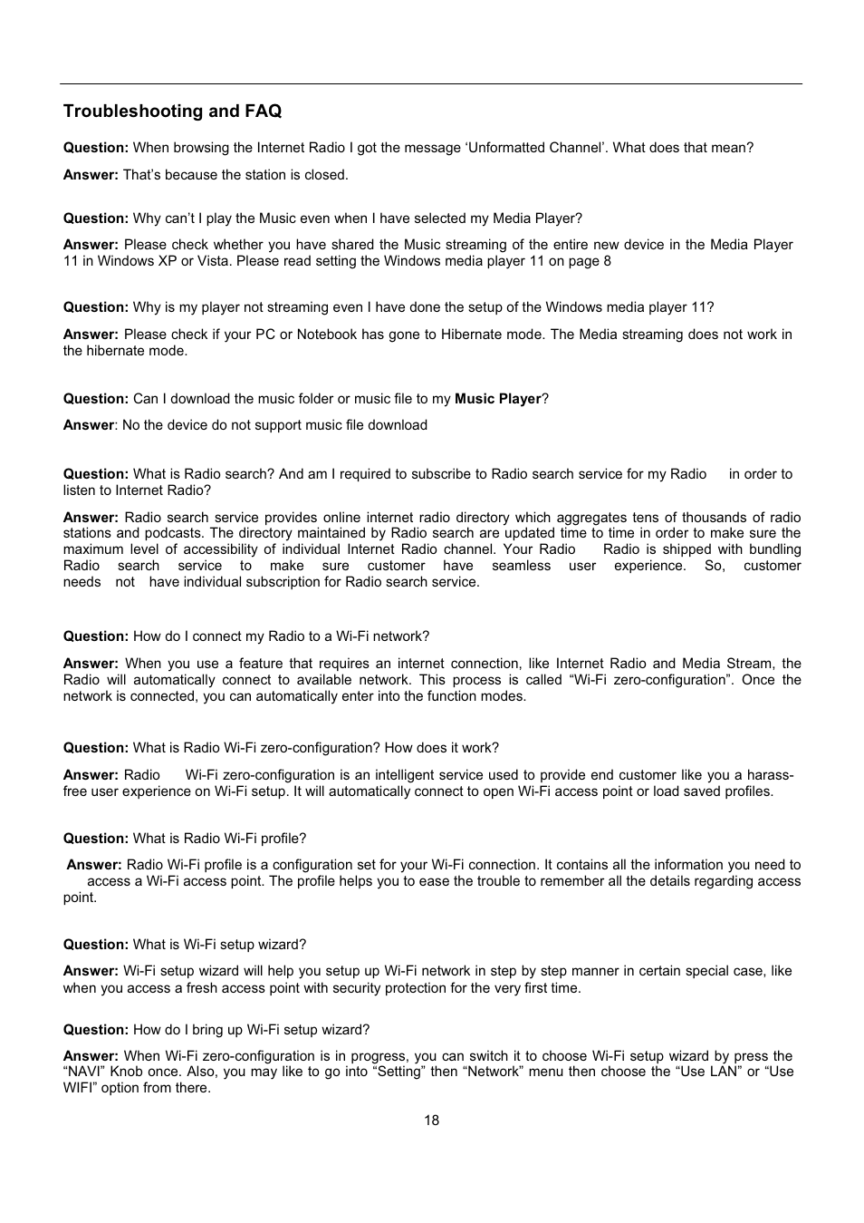 Troubleshooting and faq | Grace Digital GDI-IRP600 User Manual | Page 19 / 22