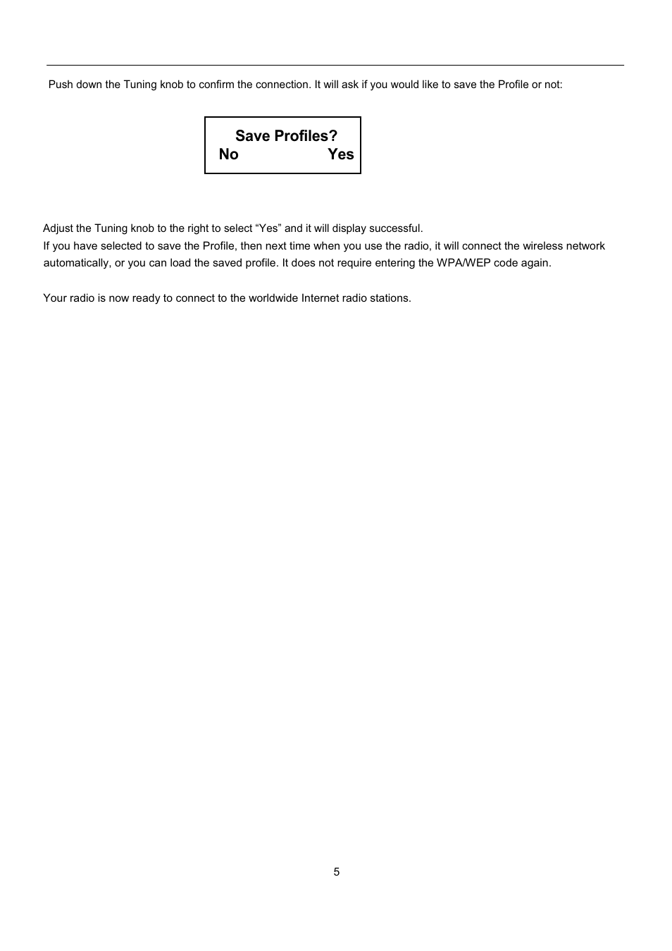 Save profiles? no yes | Grace Digital GDI-IRP600 User Manual | Page 6 / 22