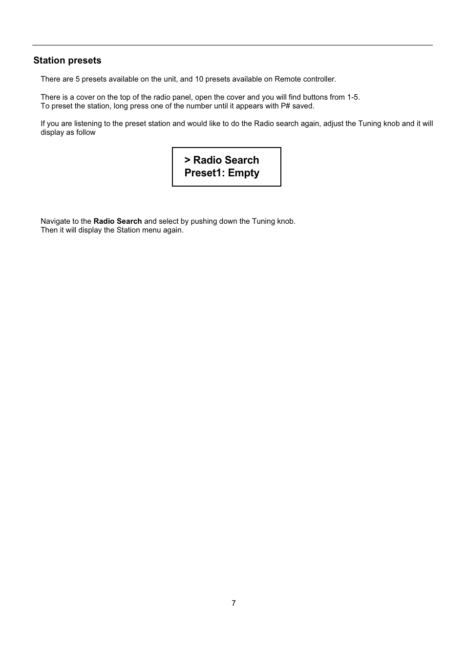 Radio search preset1: empty | Grace Digital GDI-IRP600 User Manual | Page 8 / 22