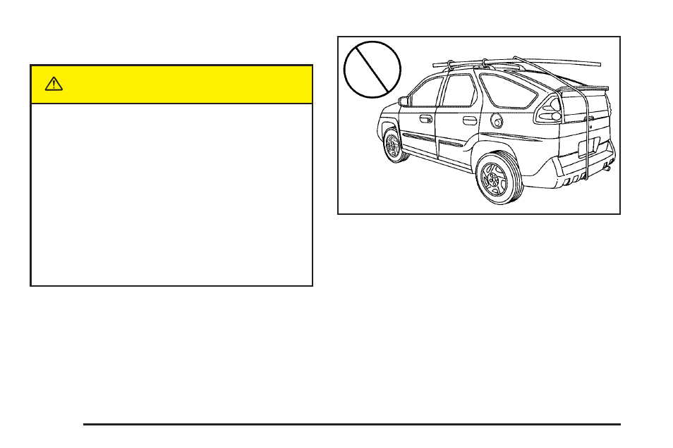 Roof rack system, Roof rack system -38, Caution | GM None Pontiac Aztek User Manual | Page 116 / 462