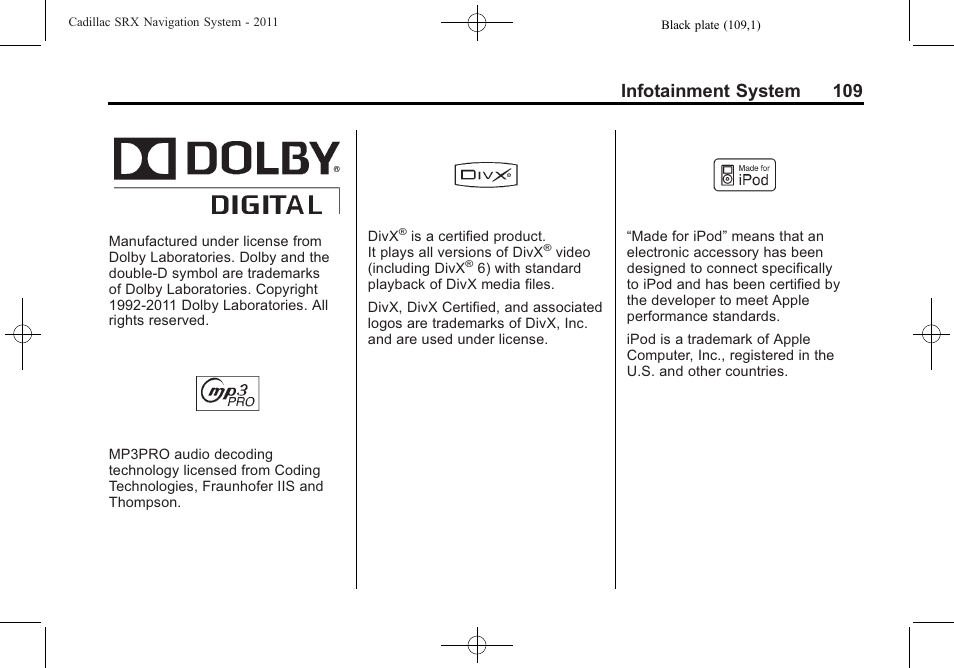 Infotainment system 109 | GM GPS Receiver User Manual | Page 109 / 122