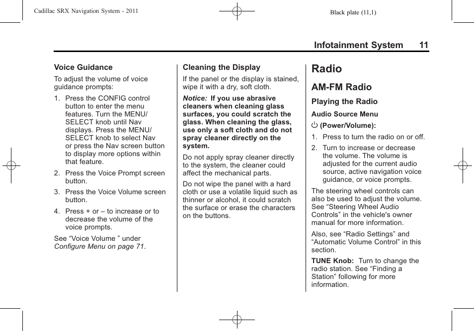 Radio, Am-fm radio, Configure menu | GM GPS Receiver User Manual | Page 11 / 122