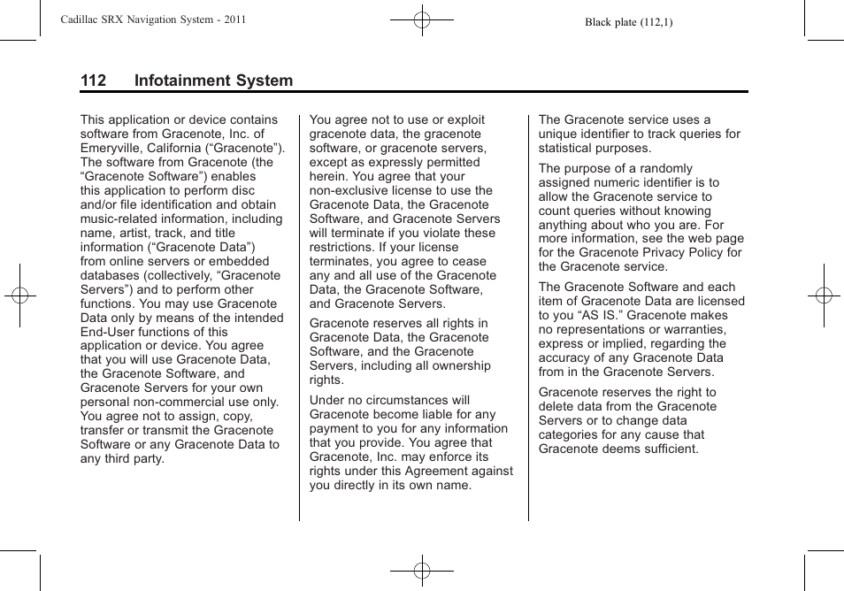 112 infotainment system | GM GPS Receiver User Manual | Page 112 / 122