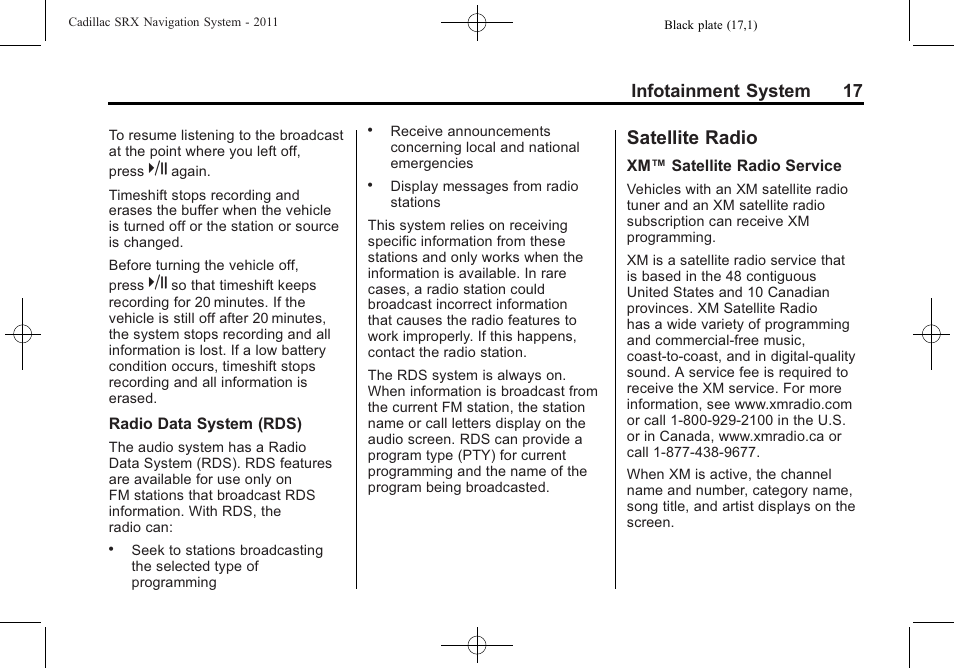 Satellite radio, Global, Infotainment system 17 | GM GPS Receiver User Manual | Page 17 / 122