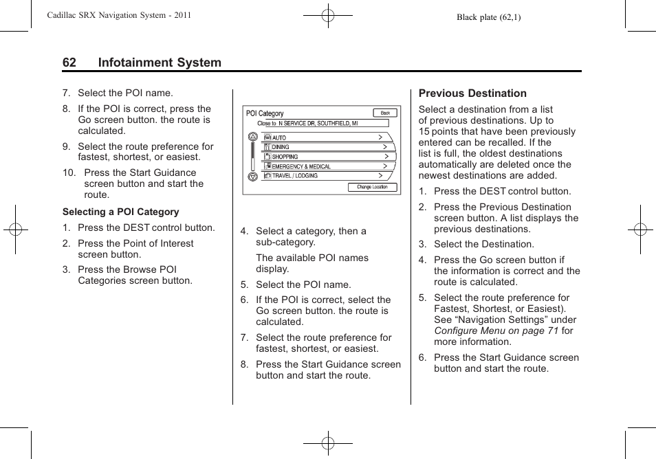 62 infotainment system | GM GPS Receiver User Manual | Page 62 / 122