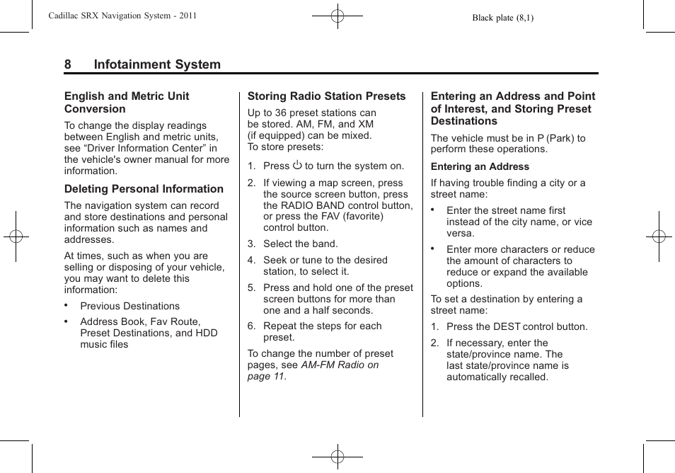 8infotainment system | GM GPS Receiver User Manual | Page 8 / 122