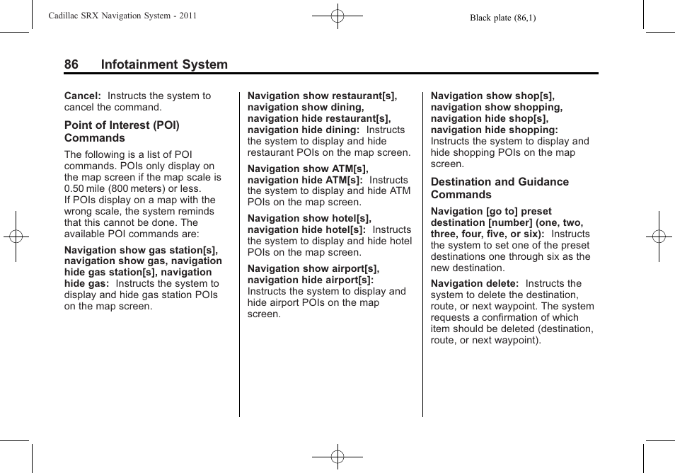 86 infotainment system | GM GPS Receiver User Manual | Page 86 / 122