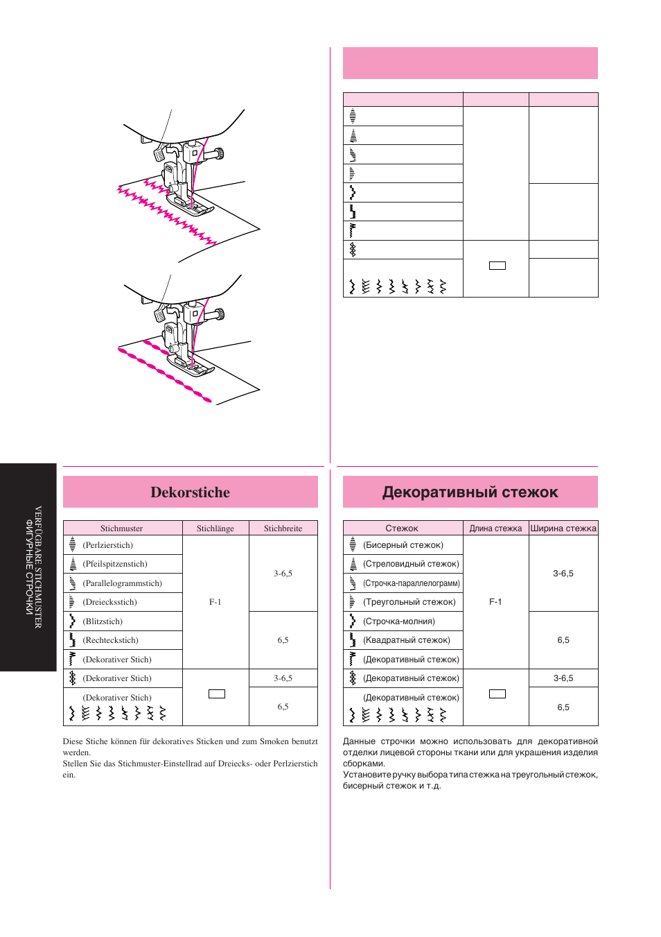 Decorative stitching, Декоративный стежок, Dekorstiche | Brother Star 60 User Manual | Page 71 / 111