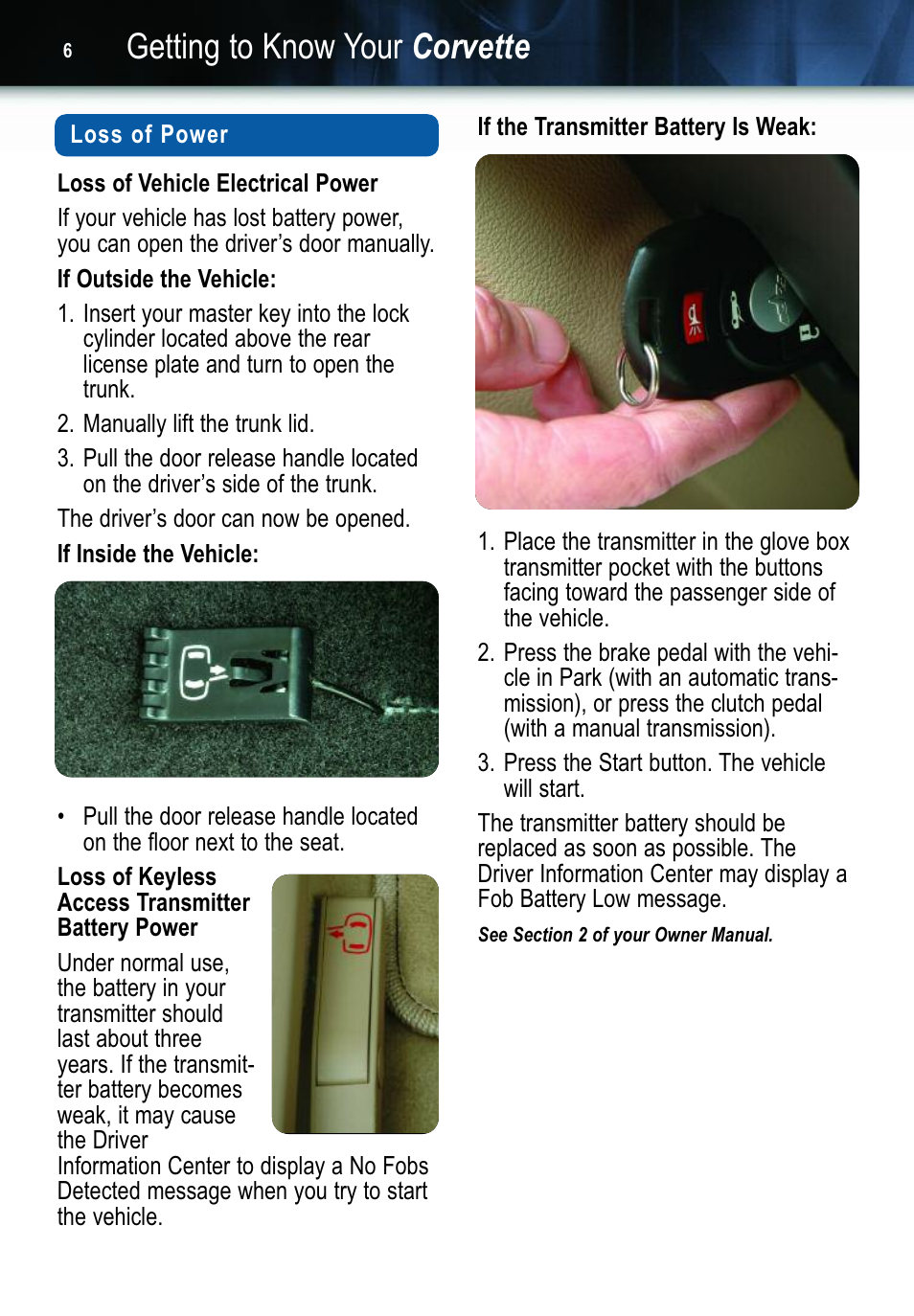 Getting to know your corvette | GM 2006 Corvette User Manual | Page 6 / 20
