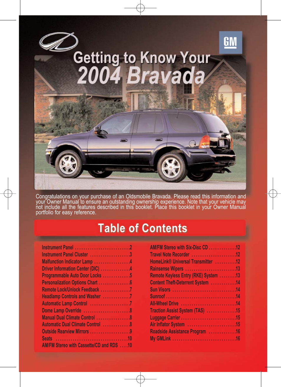 GM Bravada 2004 User Manual | 16 pages