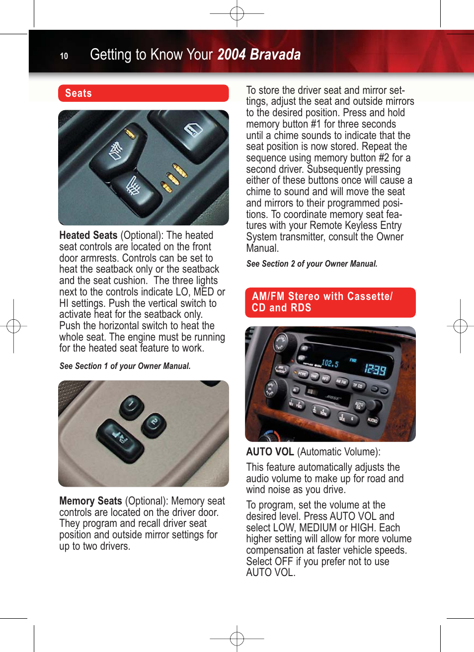 Getting to know your 2004 bravada | GM Bravada 2004 User Manual | Page 10 / 16