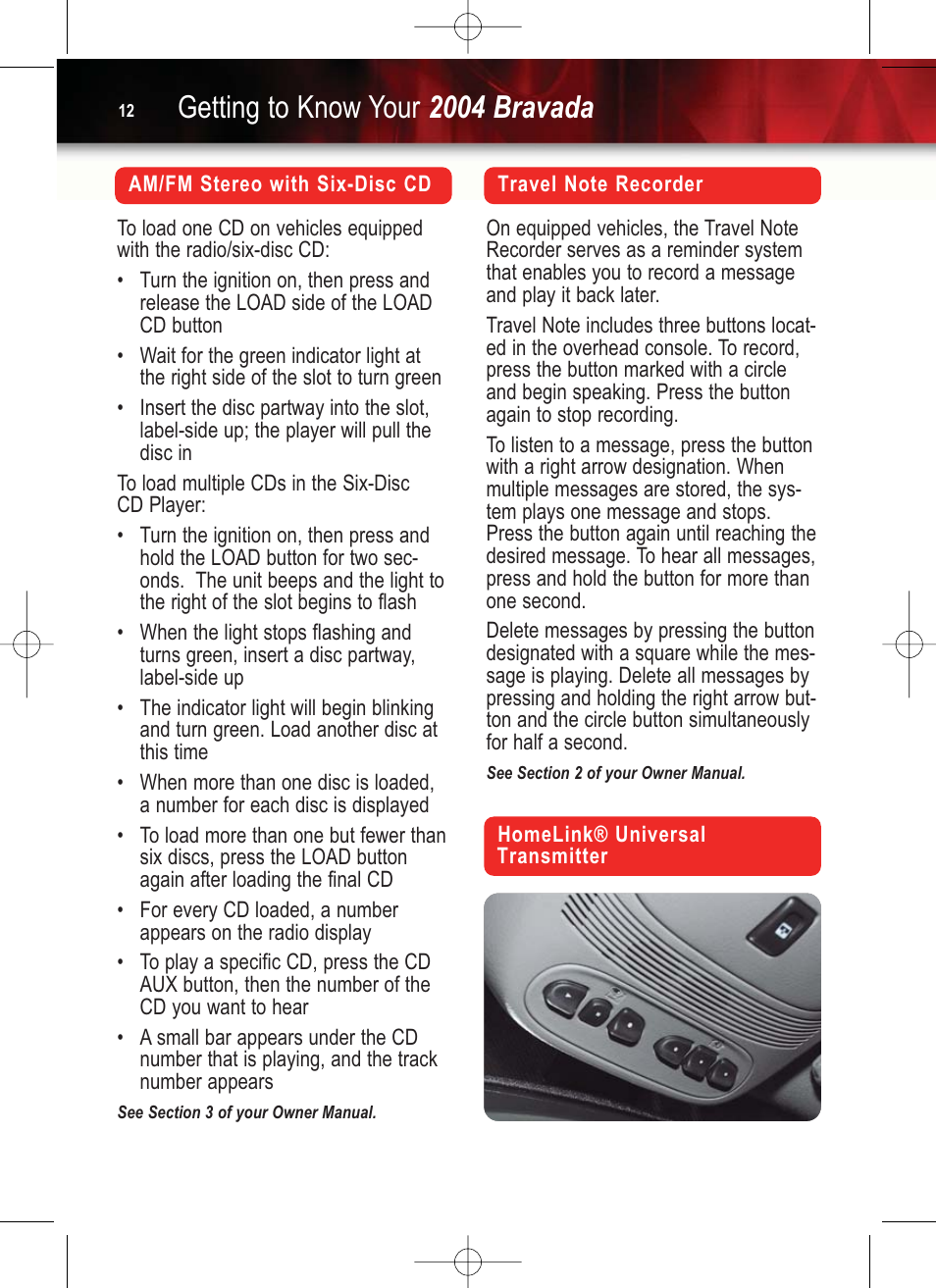 Getting to know your 2004 bravada | GM Bravada 2004 User Manual | Page 12 / 16