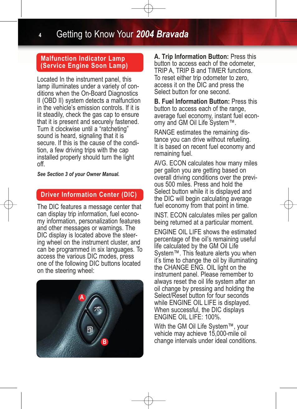 Getting to know your 2004 bravada | GM Bravada 2004 User Manual | Page 4 / 16