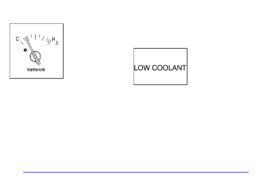 Engine coolant temperature gage, Low coolant warning light | Buick 2002 Century User Manual | Page 136 / 357