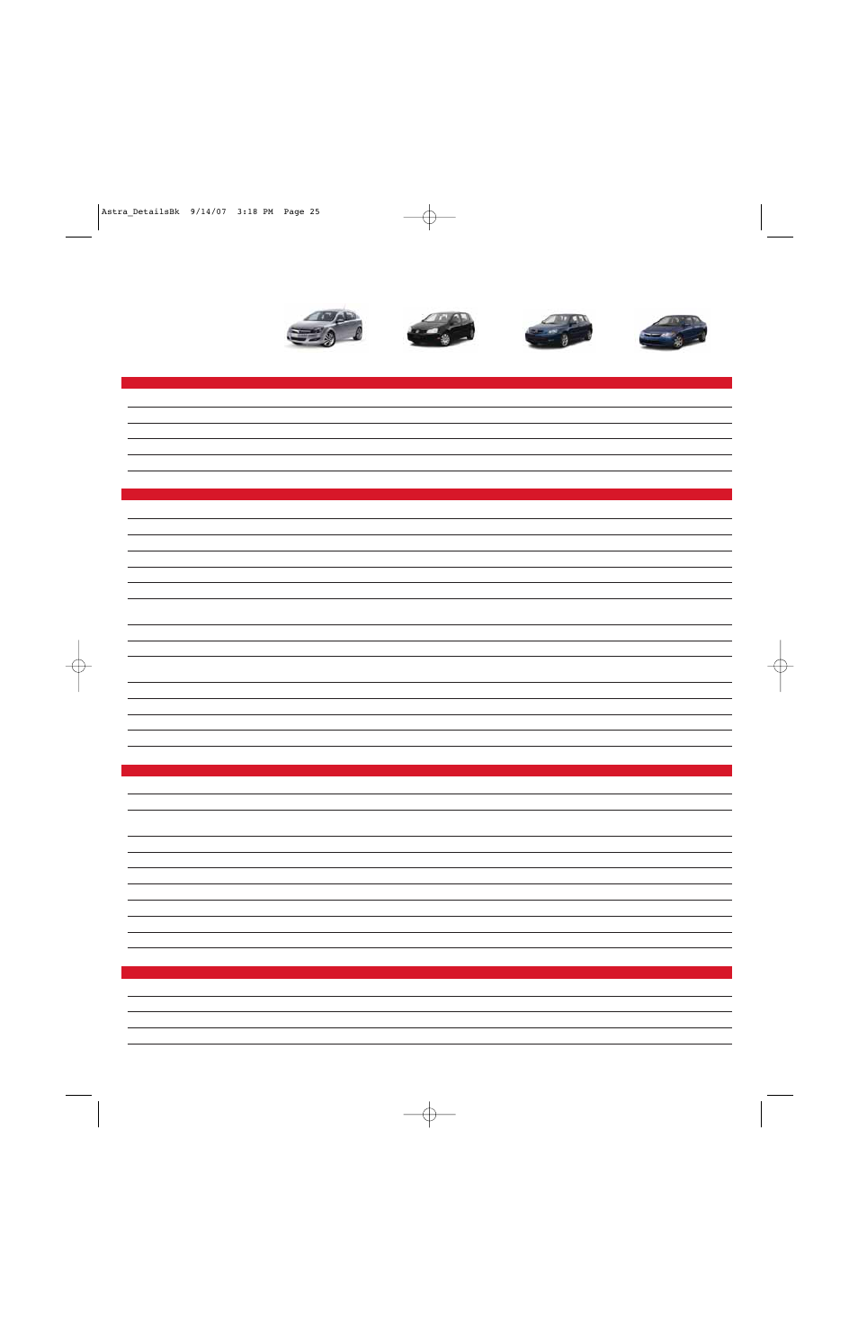 Features comparison, 2008 saturn astra | GM Saturn ASTRA User Manual | Page 27 / 28