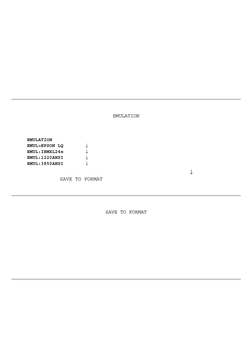 Selecting the emulation, Saving current format settings to a stored format | Genicom 3850 User Manual | Page 104 / 150
