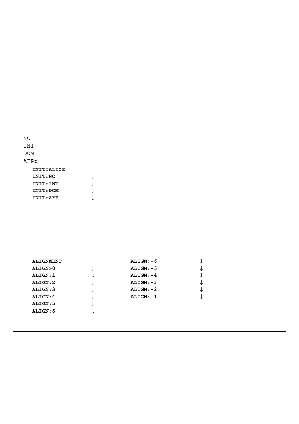 Selecting the initialization, Selecting the alignment (print wire flight time) | Genicom 3850 User Manual | Page 37 / 150