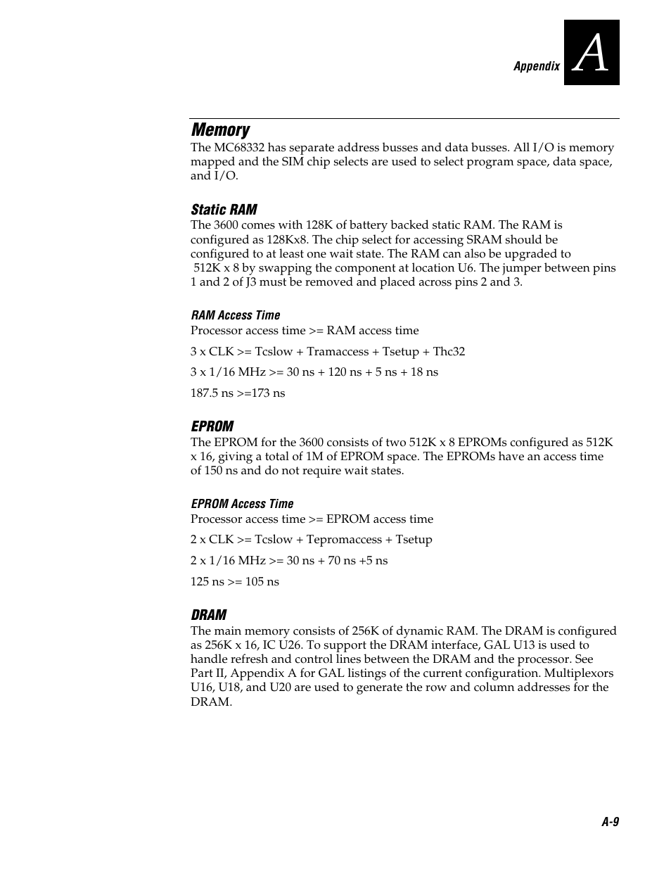 Memory | Genicom 3600 User Manual | Page 163 / 174