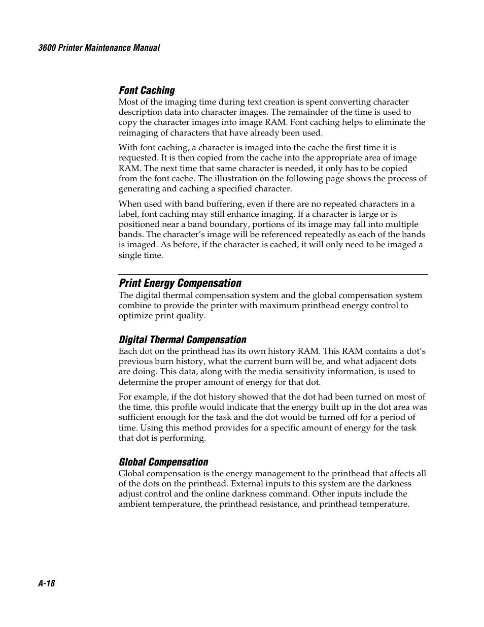 Print energy compensation | Genicom 3600 User Manual | Page 172 / 174