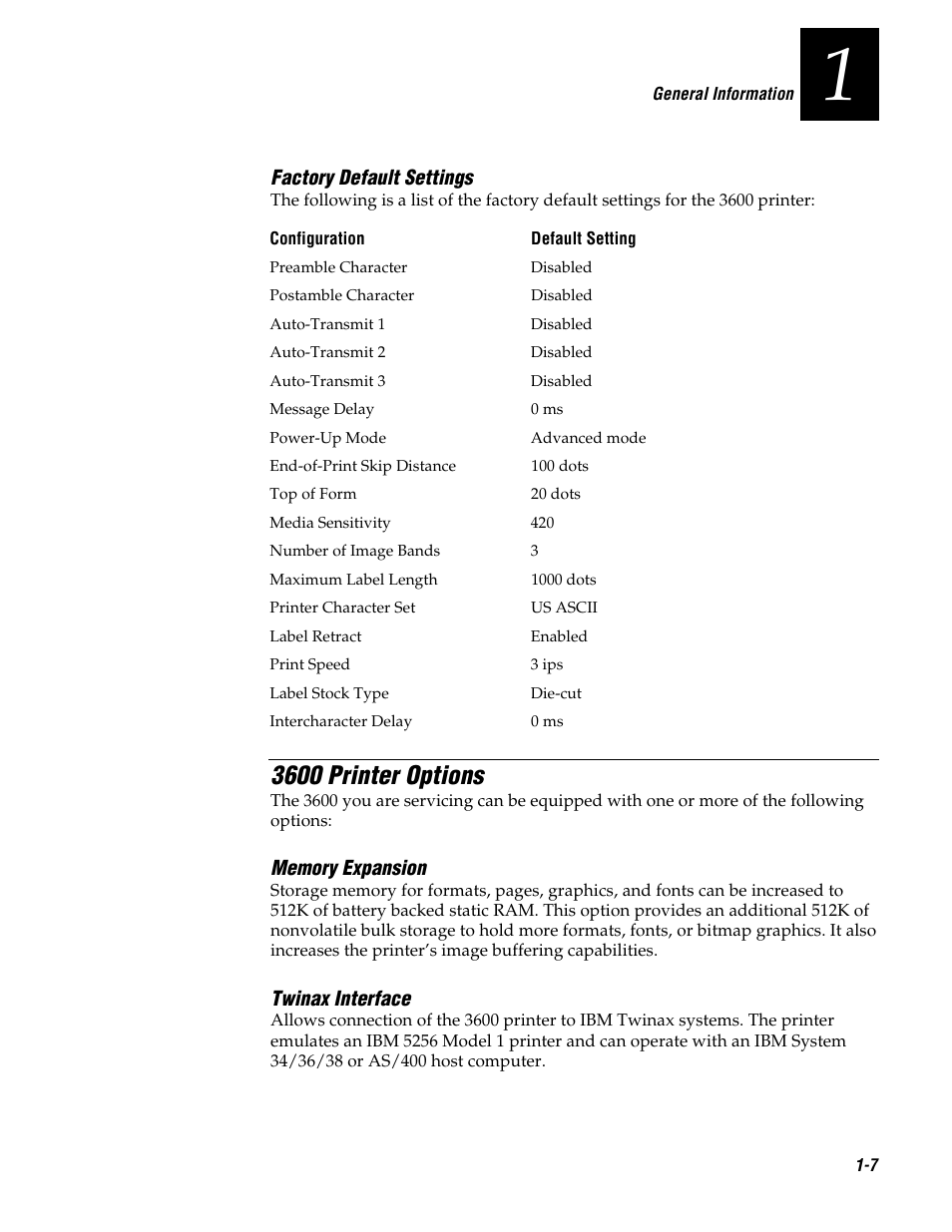 3600 printer options | Genicom 3600 User Manual | Page 23 / 174
