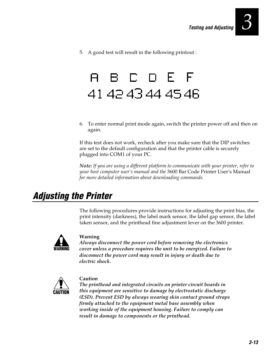 Adjusting the printer | Genicom 3600 User Manual | Page 57 / 174