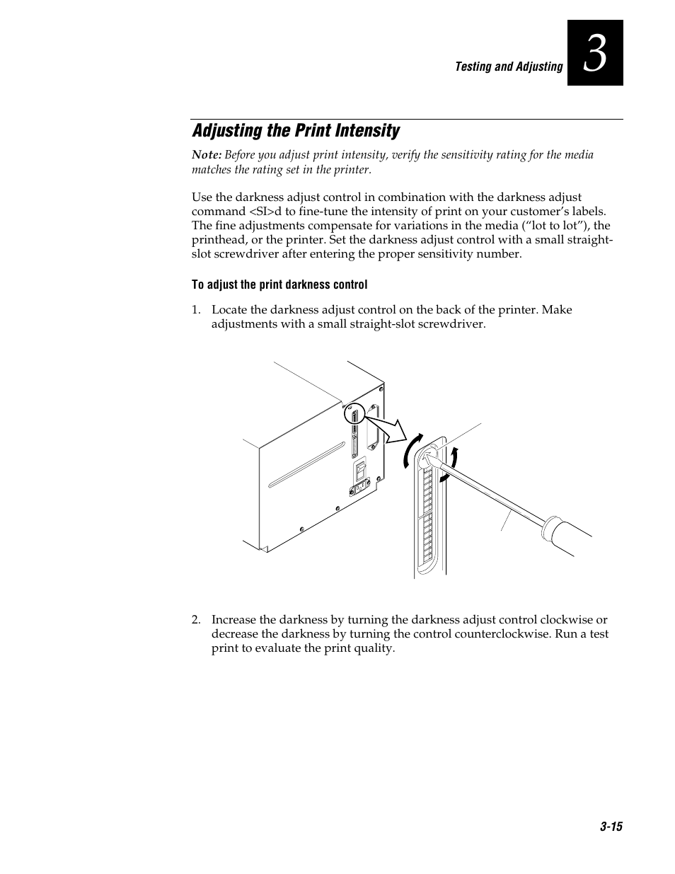 Adjusting the print intensity | Genicom 3600 User Manual | Page 59 / 174