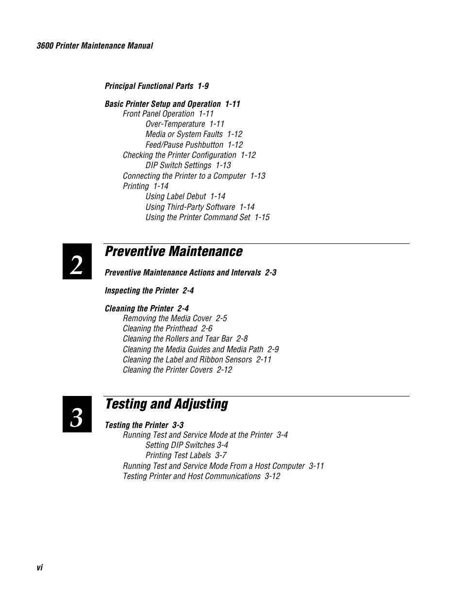 Preventive maintenance, Testing and adjusting | Genicom 3600 User Manual | Page 6 / 174