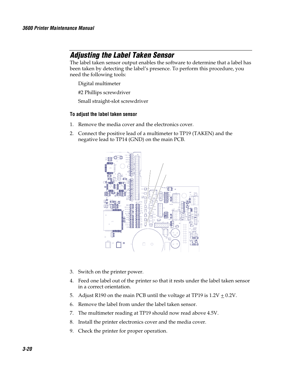 Adjusting the label taken sensor | Genicom 3600 User Manual | Page 64 / 174