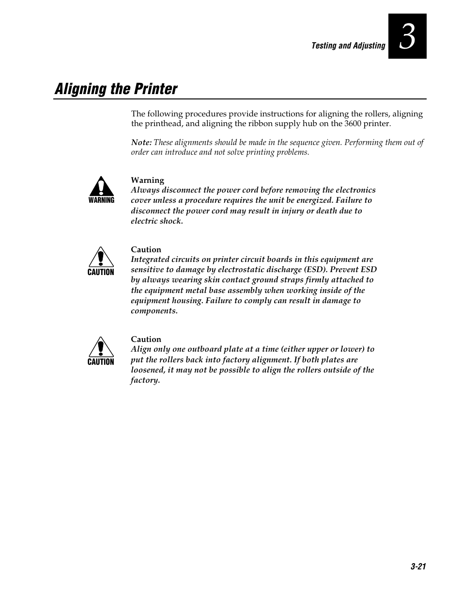 Aligning the printer | Genicom 3600 User Manual | Page 65 / 174