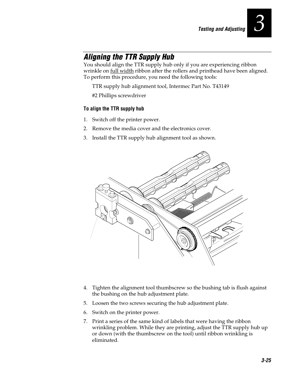Aligning the ttr supply hub | Genicom 3600 User Manual | Page 69 / 174