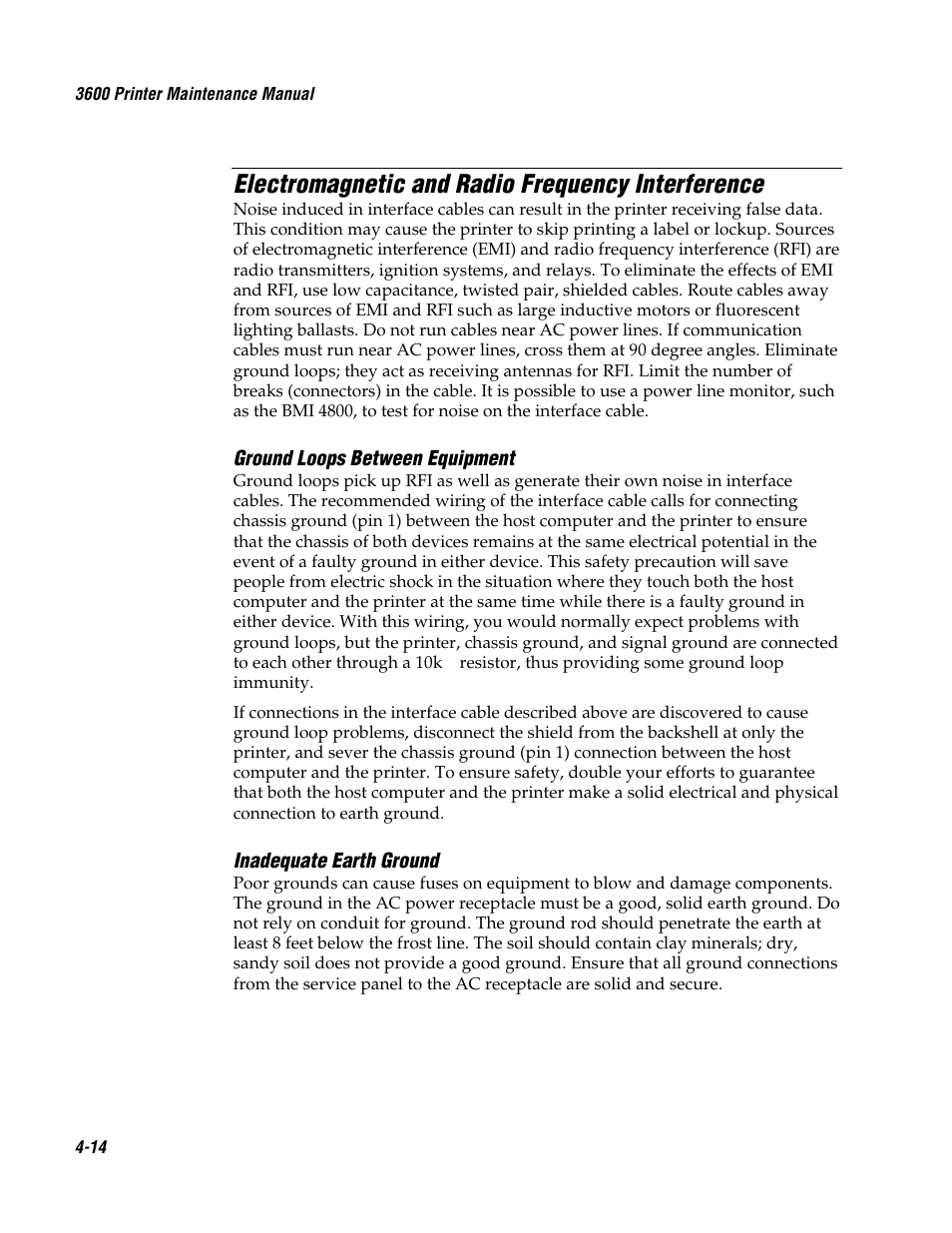 Electromagnetic and radio frequency interference | Genicom 3600 User Manual | Page 84 / 174