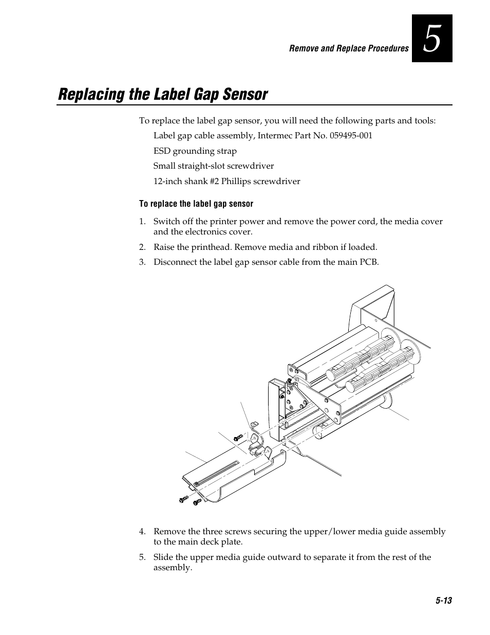 Replacing the label gap sensor | Genicom 3600 User Manual | Page 99 / 174