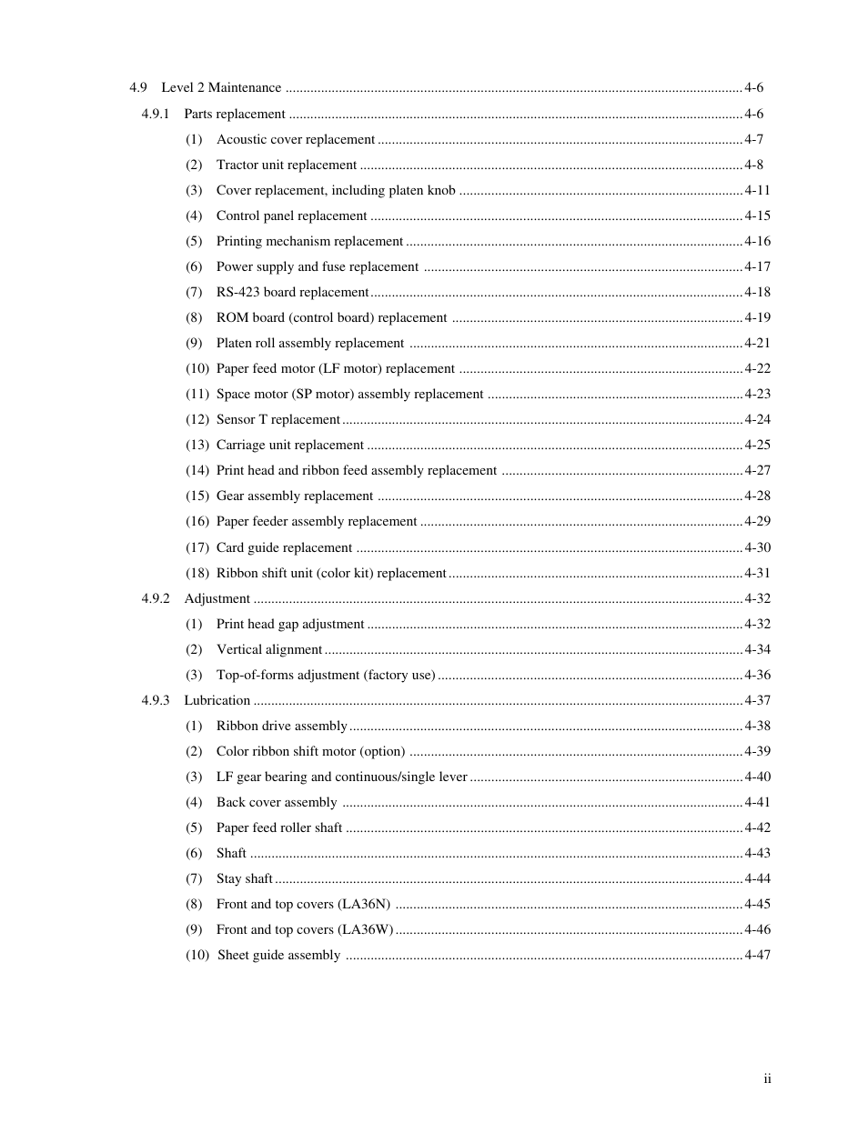 Genicom MatrixPrinter LA36 User Manual | Page 5 / 138