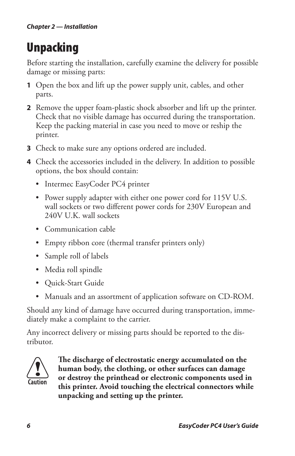 Unpacking | Genicom PC4 User Manual | Page 18 / 72