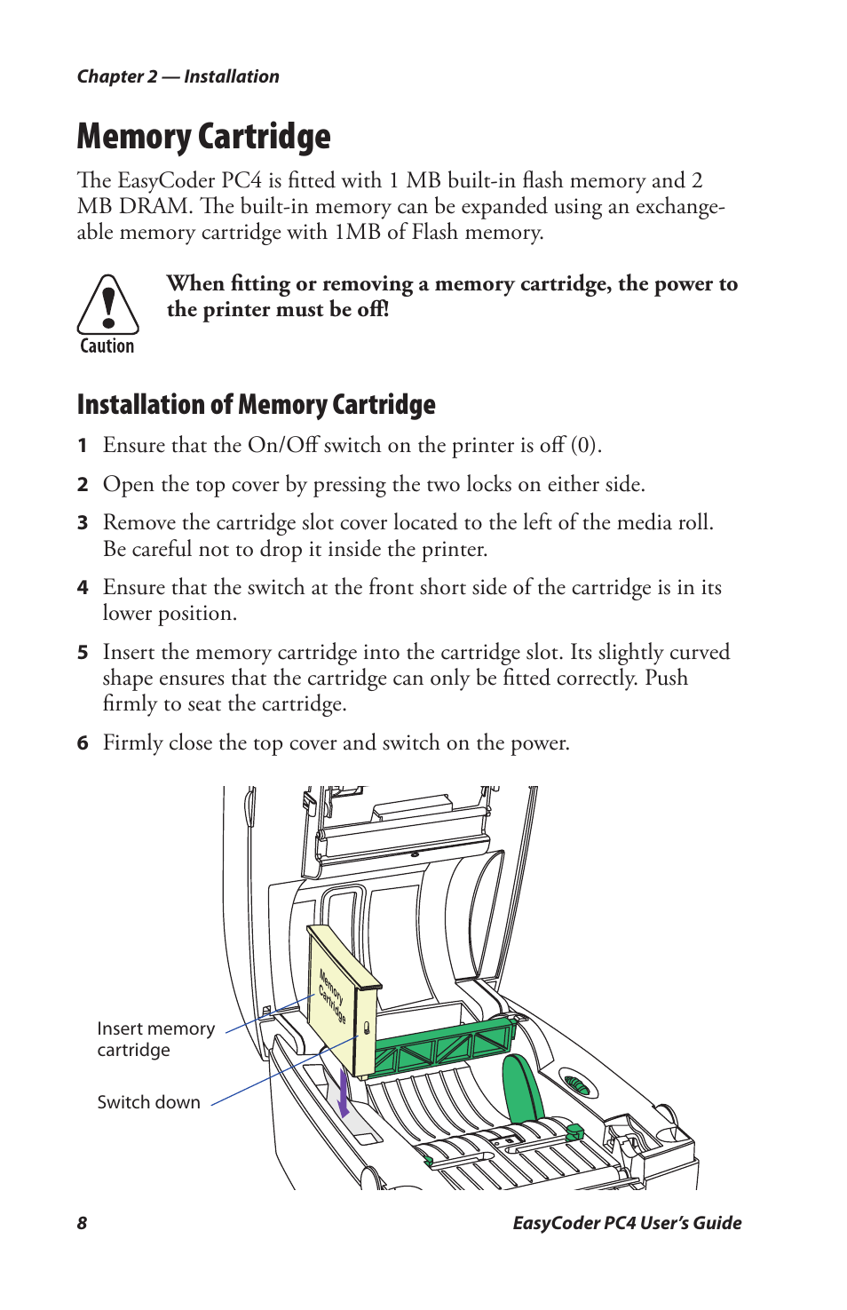 Memory cartridge | Genicom PC4 User Manual | Page 20 / 72