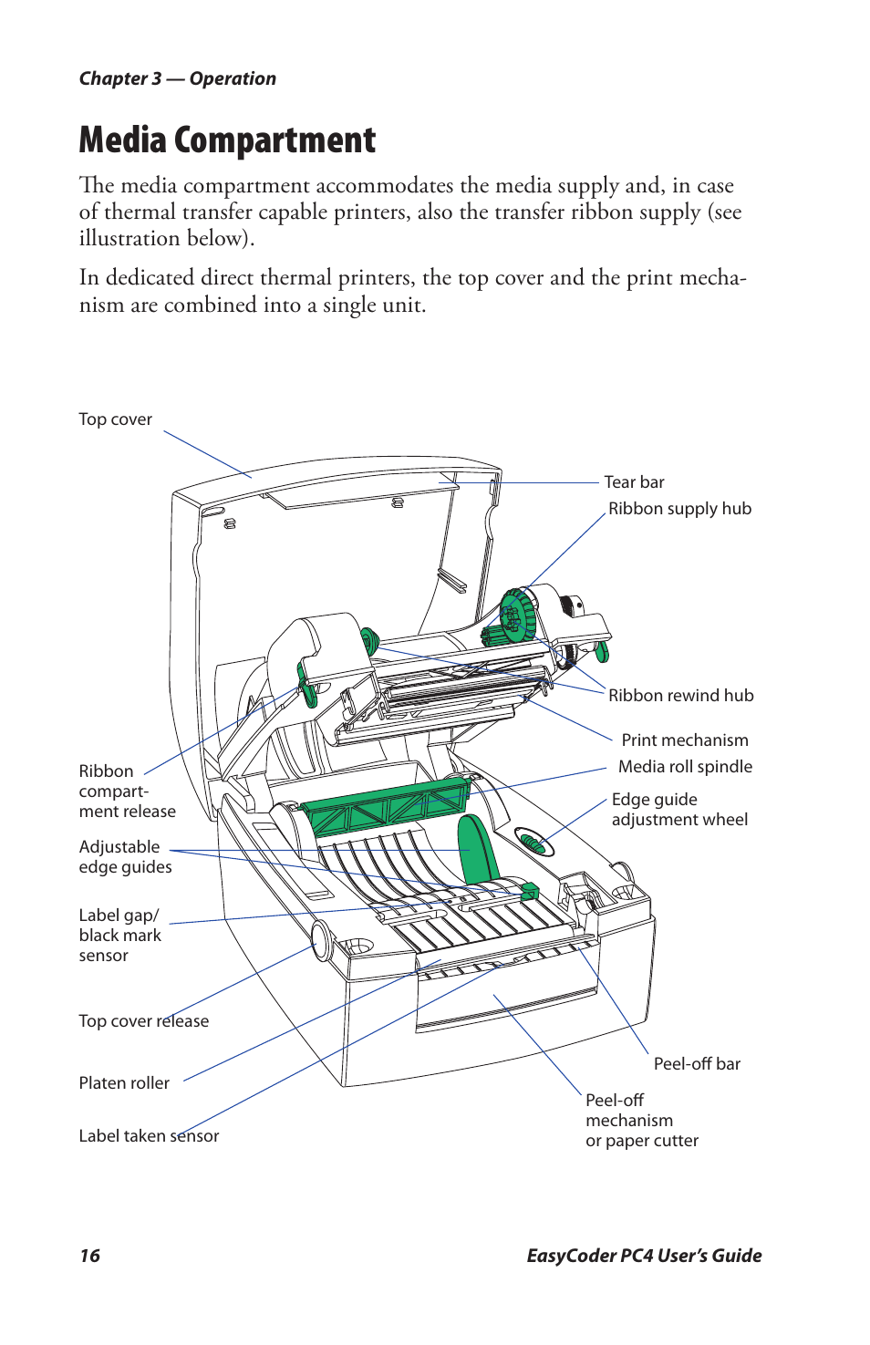 Media compartment | Genicom PC4 User Manual | Page 28 / 72