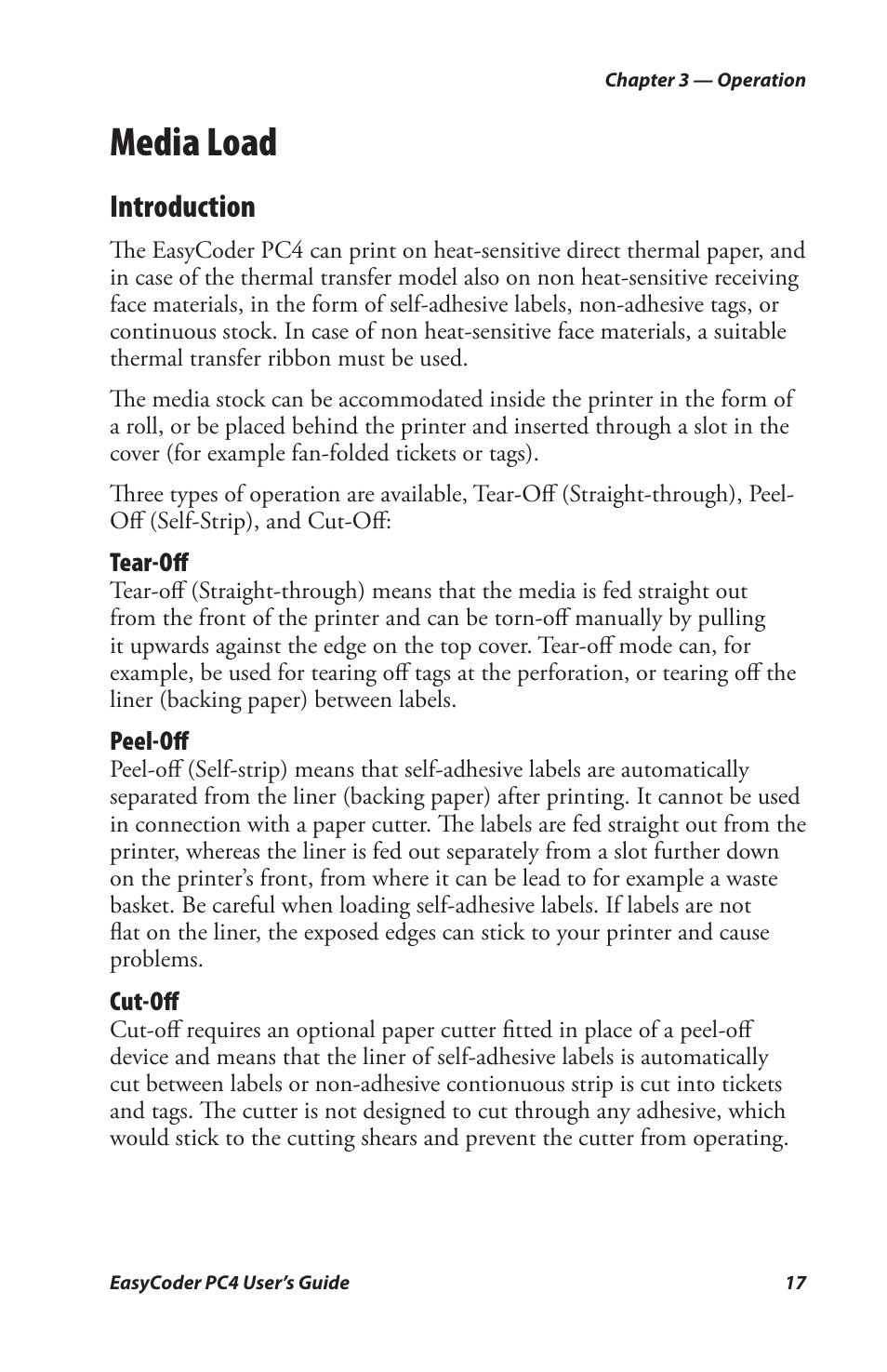 Media load, Introduction | Genicom PC4 User Manual | Page 29 / 72