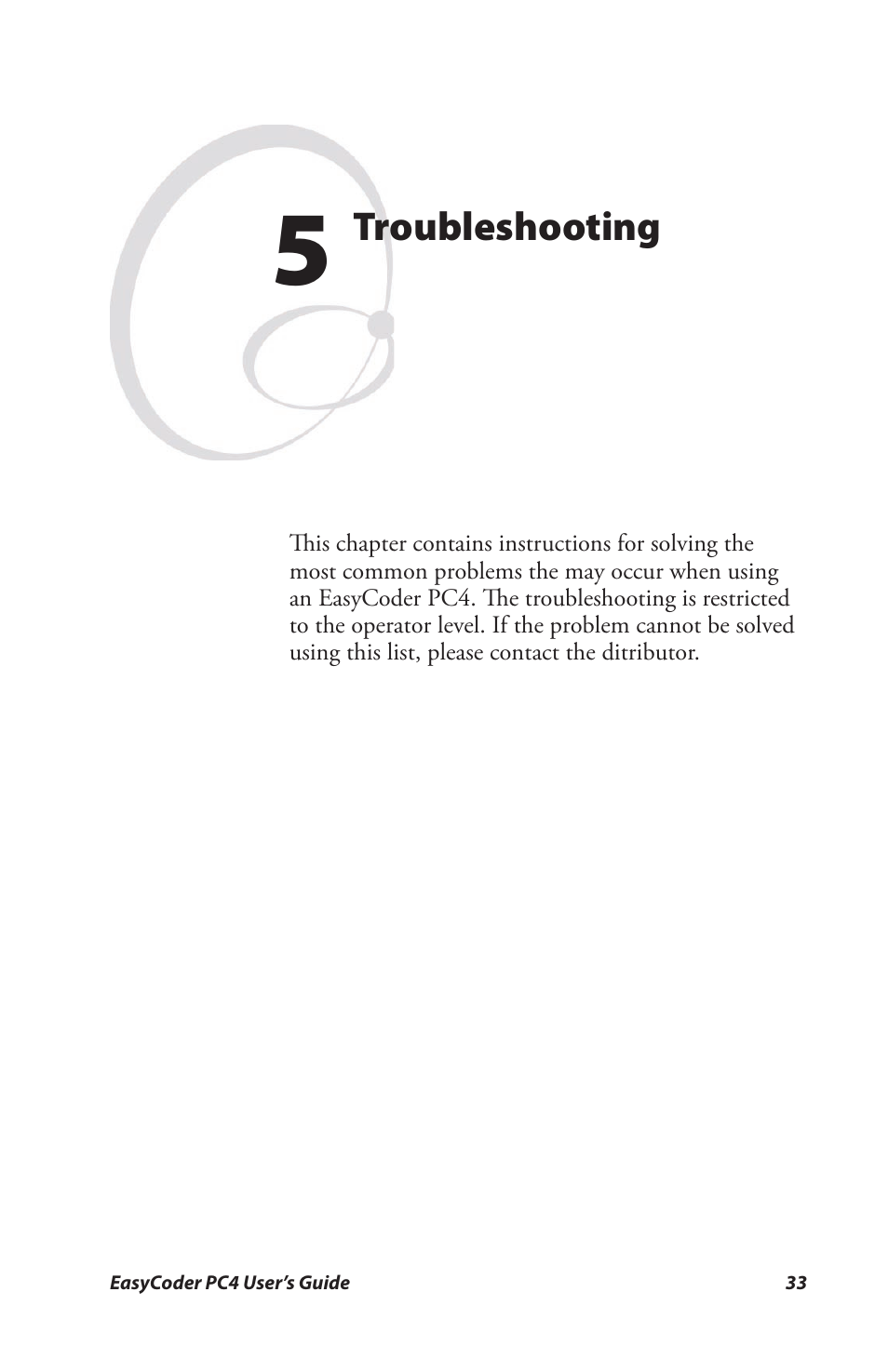5 troubleshooting, Troubleshooting | Genicom PC4 User Manual | Page 45 / 72