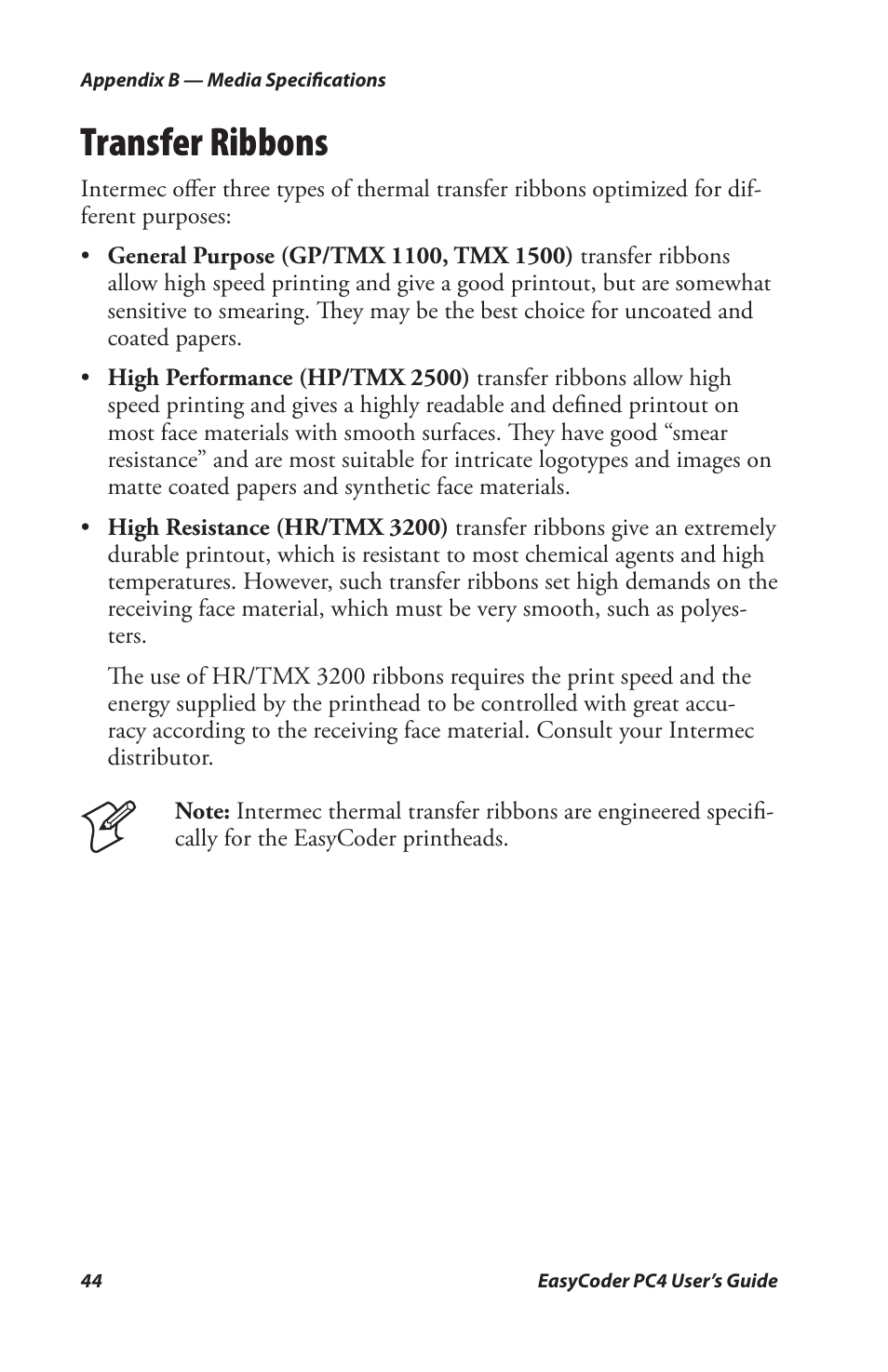 Transfer ribbons | Genicom PC4 User Manual | Page 56 / 72