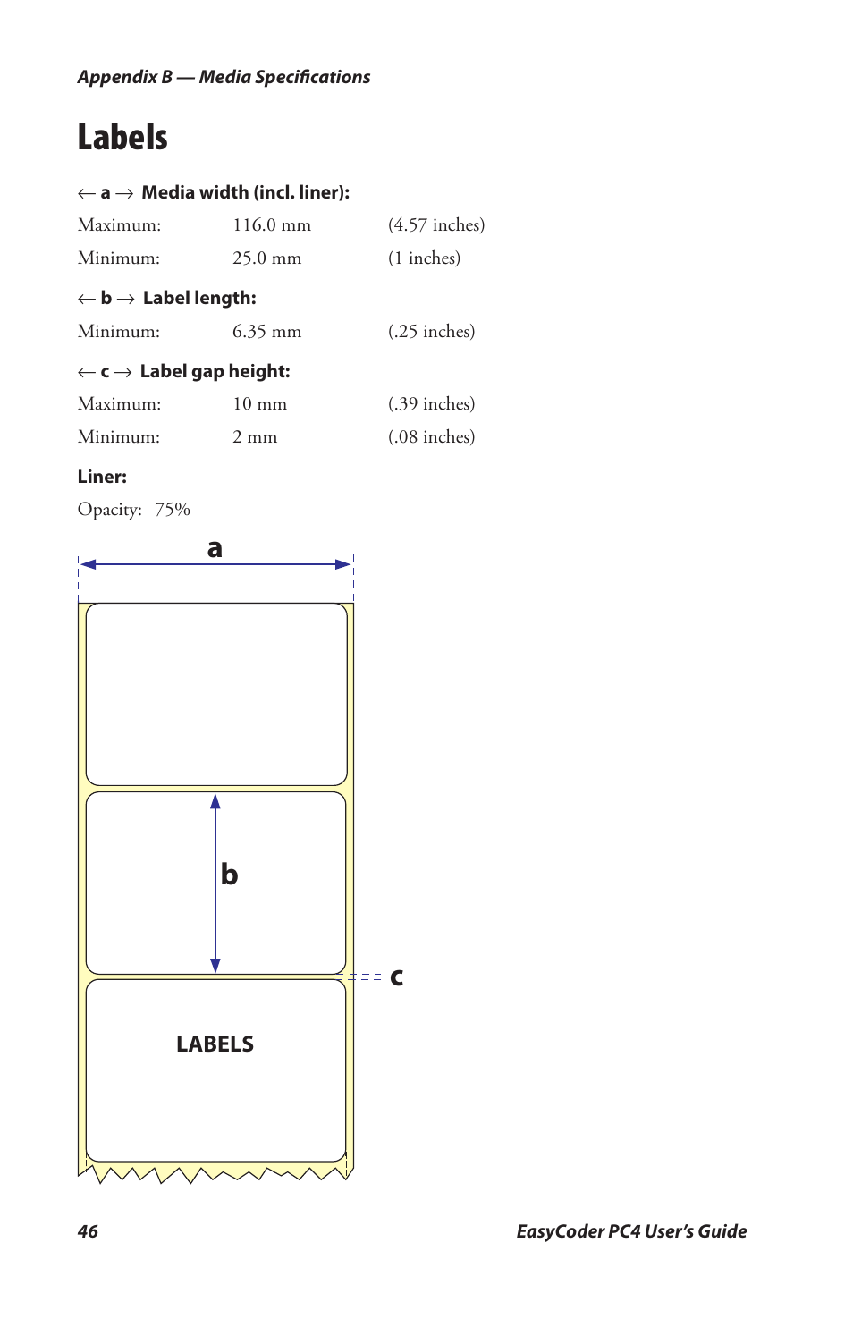 Labels, Ab c | Genicom PC4 User Manual | Page 58 / 72