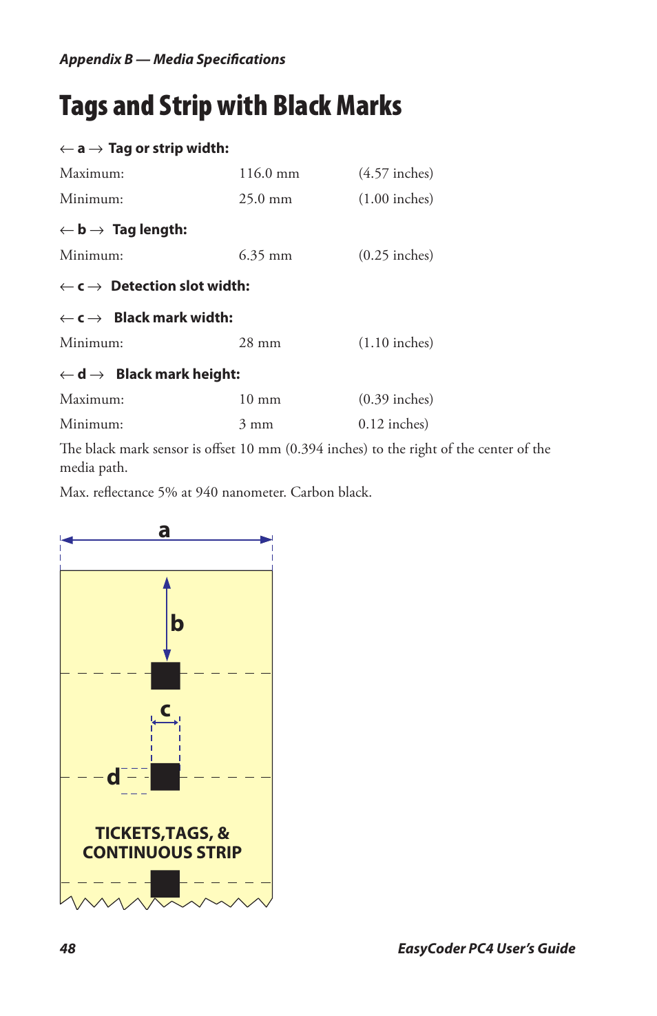 Tags and strips with black marks, Tags and strip with black marks | Genicom PC4 User Manual | Page 60 / 72